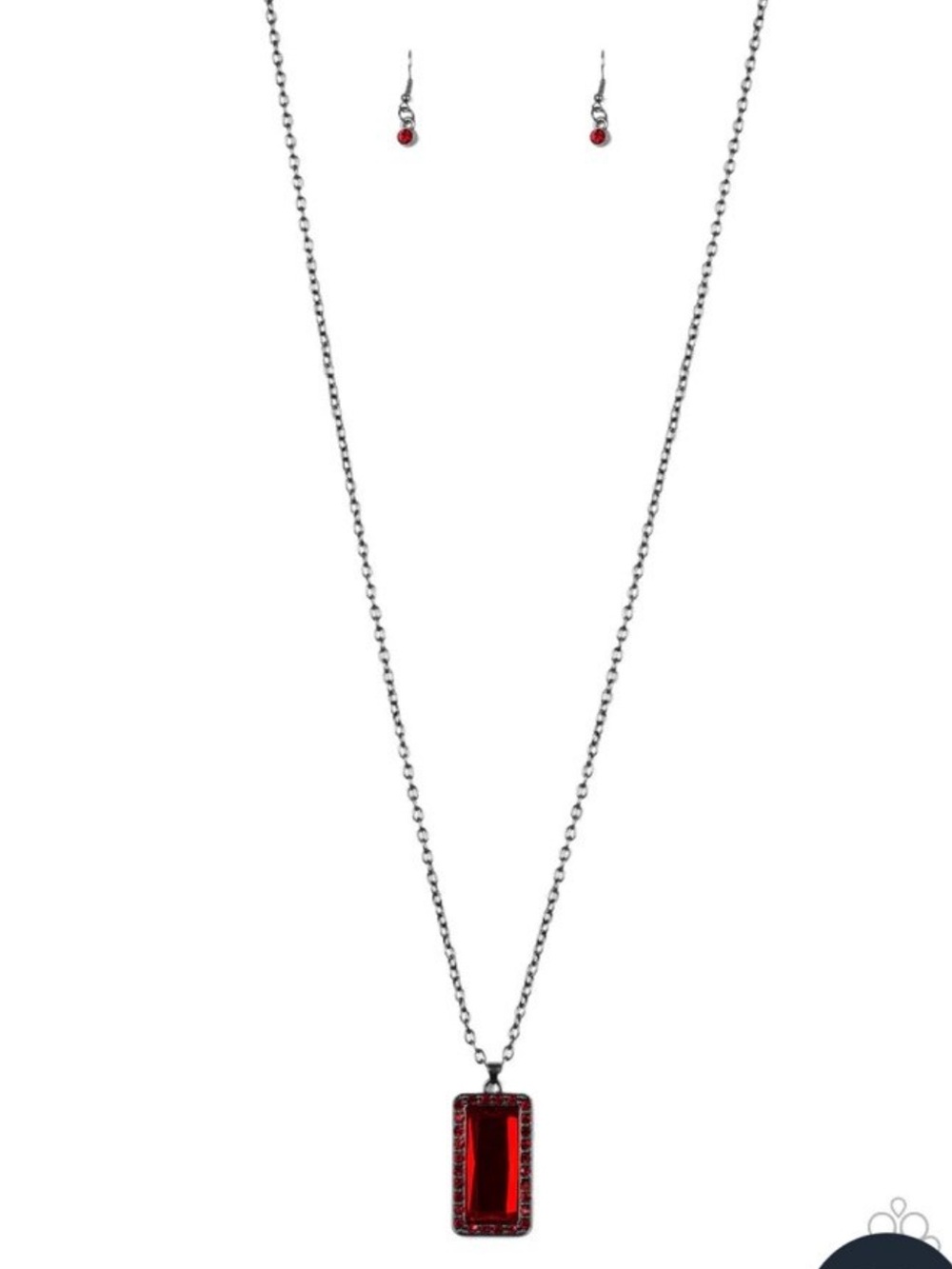 Necklace Earring Set Ruby Red Silver Paparazzi Bada Bling Bada Exclusive NEW
